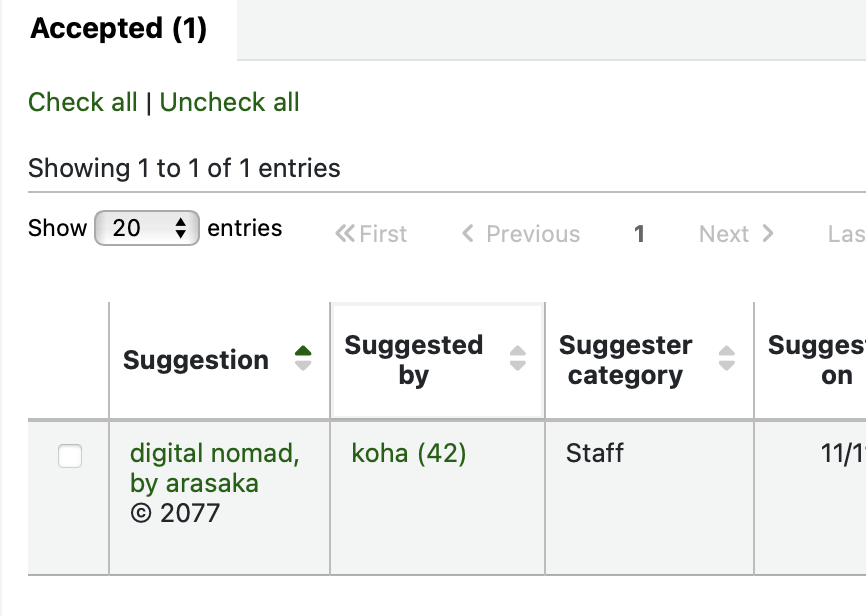 Screenshot of suggestions.pl